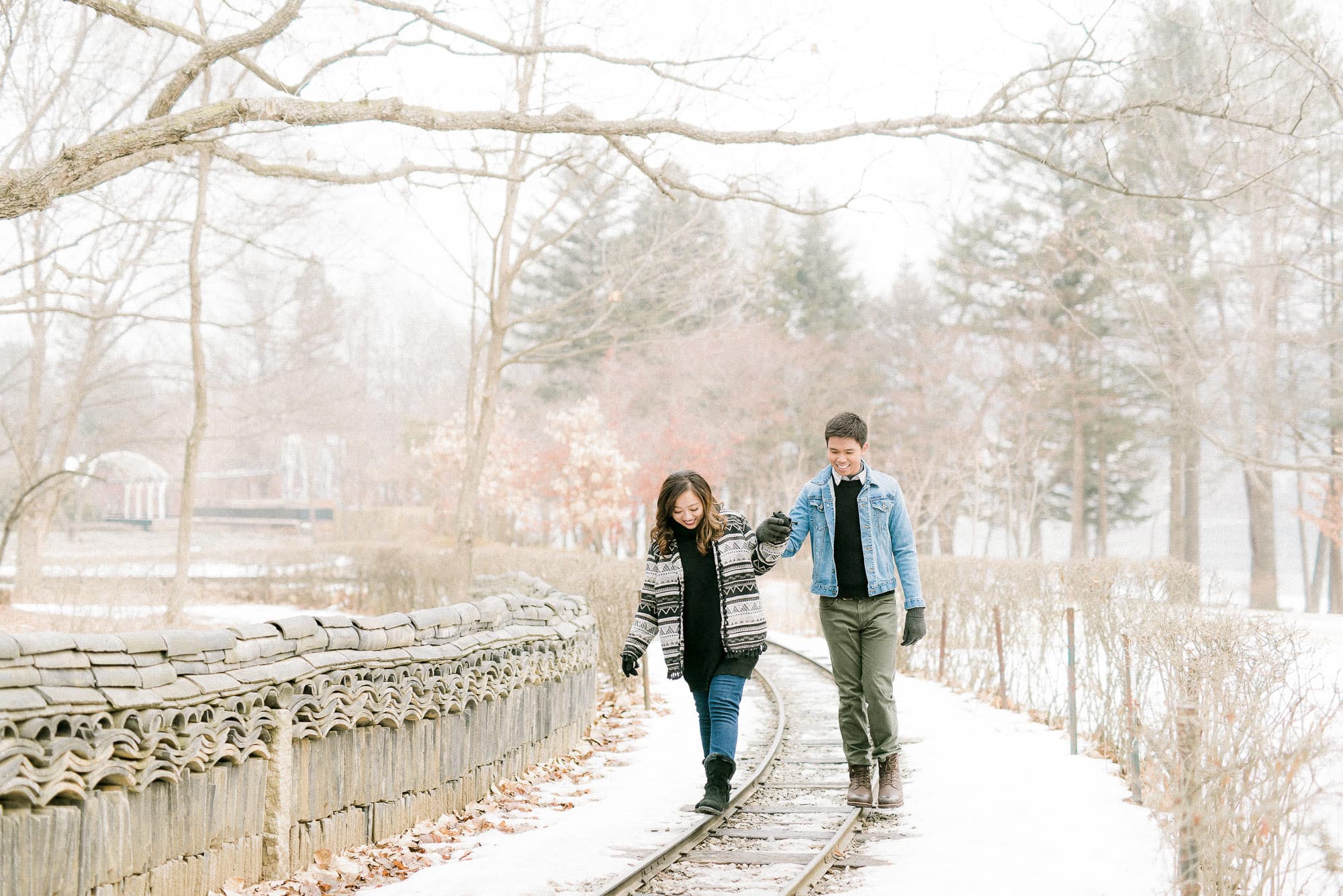 Couple holding hands during their prenup shoot